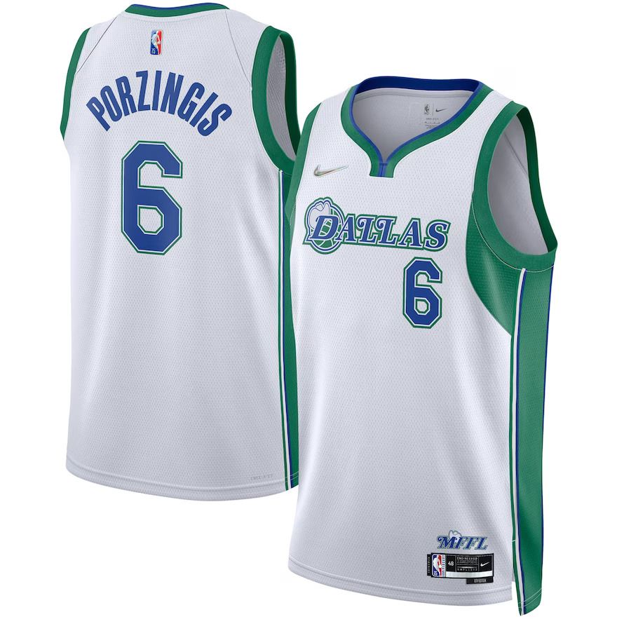 Men Dallas Mavericks #6 Kristaps Porzingis Nike White City Edition Swingman NBA Jersey
